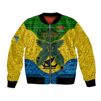 Vanuatu Malampa Province Bomber Jacket Coat Of Arms And Namele Fern Polynesian Pattern LT05 Unisex Yellow - Polynesian Pride