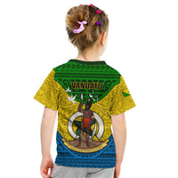Vanuatu Malampa Province Kid T Shirt Coat Of Arms And Namele Fern Polynesian Pattern LT05 - Polynesian Pride