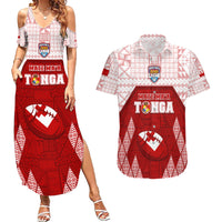 Custom Tonga Rugby Couples Matching Summer Maxi Dress and Hawaiian Shirt 2023 Pacific Championships Kupesi Ngatu Mate Maa LT05 Red - Polynesian Pride