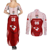 Custom Tonga Rugby Couples Matching Summer Maxi Dress and Long Sleeve Button Shirt 2023 Pacific Championships Kupesi Ngatu Mate Maa LT05 - Polynesian Pride