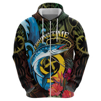 Vanuatu Fishing Zip Hoodie It's Time To Fish LT05 - Polynesian Pride