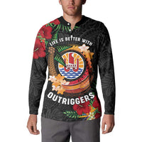 Personalised French Polynesia Outrigger Canoe Race Button Sweatshirt Tropical Vibe