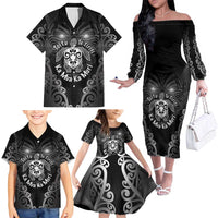 Aotearoa Toitu Te Tiriti Family Matching Off The Shoulder Long Sleeve Dress and Hawaiian Shirt Ka Mua Ka Muri