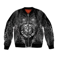 Aotearoa Toitu Te Tiriti Sleeve Zip Bomber Jacket Ka Mua Ka Muri LT05 Unisex Black - Polynesian Pride