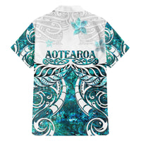 New Zealand Aotearoa Kia Ora Family Matching Off Shoulder Short Dress and Hawaiian Shirt Paua Shell Maori Silver Fern LT05 - Polynesian Pride