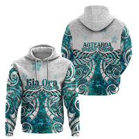 New Zealand Aotearoa Kia Ora Zip Hoodie Paua Shell Maori Silver Fern LT05 - Polynesian Pride