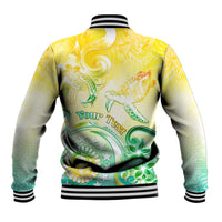 Personalised Cook Islands Kia Orana Baseball Jacket Polynesian Turtle With Circle Stars LT05 - Polynesian Pride