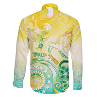 Personalised Cook Islands Kia Orana Family Matching Long Sleeve Bodycon Dress and Hawaiian Shirt Polynesian Turtle With Circle Stars LT05 - Polynesian Pride