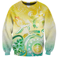 Personalised Cook Islands Kia Orana Sweatshirt Polynesian Turtle With Circle Stars LT05 Unisex Yellow - Polynesian Pride