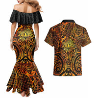 New Zealand Tamanuitera The Sun Couples Matching Mermaid Dress and Hawaiian Shirt Maori Pattern LT05 - Polynesian Pride