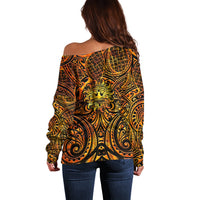New Zealand Tamanuitera The Sun Off Shoulder Sweater Maori Pattern