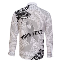 Personalised Polynesia Brain Cancer Family Matching Short Sleeve Bodycon Dress and Hawaiian Shirt No One Fights Alone