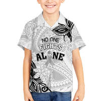 Personalised Polynesia Brain Cancer Family Matching Summer Maxi Dress and Hawaiian Shirt No One Fights Alone LT05 Son's Shirt White - Polynesian Pride