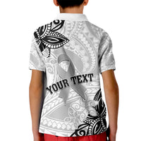 Personalised Polynesia Brain Cancer Kid Polo Shirt No One Fights Alone