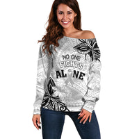 Personalised Polynesia Brain Cancer Off Shoulder Sweater No One Fights Alone