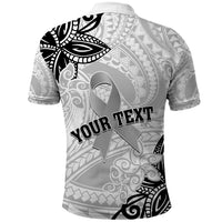 Personalised Polynesia Brain Cancer Polo Shirt No One Fights Alone