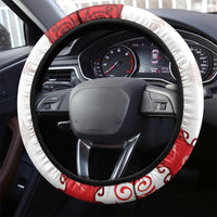 New Zealand Christmas In July Steering Wheel Cover Maori Kiwi Xmas Tree - Red