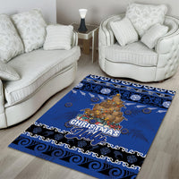 New Zealand July Christmas Area Rug Maori Kiwi Xmas Tree - Blue