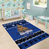 New Zealand July Christmas Area Rug Maori Kiwi Xmas Tree - Blue