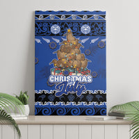 New Zealand July Christmas Canvas Wall Art Maori Kiwi Xmas Tree - Blue