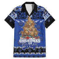Personalised New Zealand July Christmas Family Matching Mermaid Dress and Hawaiian Shirt Maori Kiwi Xmas Tree - Blue