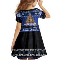 Personalised New Zealand July Christmas Family Matching Summer Maxi Dress and Hawaiian Shirt Maori Kiwi Xmas Tree - Blue