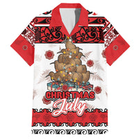Personalised New Zealand July Christmas Family Matching Long Sleeve Bodycon Dress and Hawaiian Shirt Maori Kiwi Xmas Tree - White