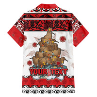 Personalised New Zealand July Christmas Family Matching Long Sleeve Bodycon Dress and Hawaiian Shirt Maori Kiwi Xmas Tree - White