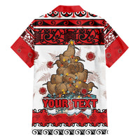 Personalised New Zealand July Christmas Family Matching Tank Maxi Dress and Hawaiian Shirt Maori Kiwi Xmas Tree - White