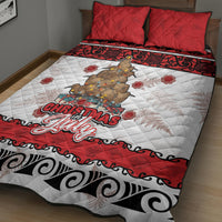 New Zealand July Christmas Quilt Bed Set Maori Kiwi Xmas Tree - White