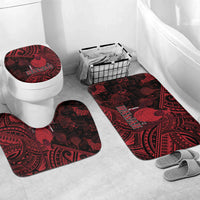 Hawaii King Kamehameha Bathroom Set With Hawaiian Ipu Motifs Red Version LT05 Mat Set Only (3 pcs) One Size Red - Polynesian Pride