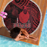 Hawaii King Kamehameha Beach Blanket With Hawaiian Ipu Motifs Red Version LT05 - Polynesian Pride