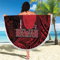 Hawaii King Kamehameha Beach Blanket With Hawaiian Ipu Motifs Red Version LT05 - Polynesian Pride