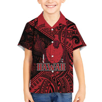 Hawaii King Kamehameha Family Matching Mermaid Dress and Hawaiian Shirt With Hawaiian Ipu Motifs Red Version