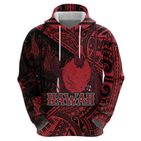 Hawaii King Kamehameha Hoodie With Hawaiian Ipu Motifs Red Version LT05 - Polynesian Pride