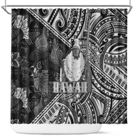 Hawaii King Kamehameha Shower Curtain With Hawaiian Ipu Motifs Black Version