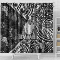 Hawaii King Kamehameha Shower Curtain With Hawaiian Ipu Motifs Black Version