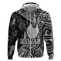 Hawaii King Kamehameha Zip Hoodie With Hawaiian Ipu Motifs Black Version LT05 Zip Hoodie Black - Polynesian Pride