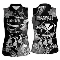 Hawaii Beautiful Hula Dancers Women Sleeveless Polo Shirt With Ipu Keke And Pahu Drum