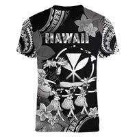 Hawaii Beautiful Hula Dancers Women V-Neck T-Shirt With Ipu Keke And Pahu Drum