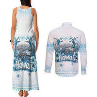 Hawaii Sugar Plantation Couples Matching Tank Maxi Dress and Long Sleeve Button Shirt With Hawaiian Tapa Pattern LT05 - Polynesian Pride