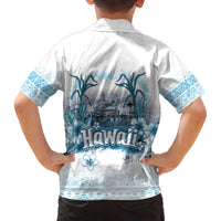 Hawaii Sugar Plantation Family Matching Off The Shoulder Long Sleeve Dress and Hawaiian Shirt With Hawaiian Tapa Pattern LT05 - Polynesian Pride