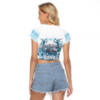 Hawaii Sugar Plantation Raglan Cropped T Shirt With Hawaiian Tapa Pattern