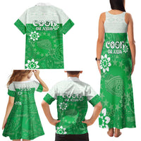 Cook Islands Maori Language Week Family Matching Tank Maxi Dress and Hawaiian Shirt Pacific Tapa Pattern