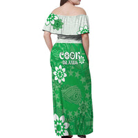 Cook Islands Maori Language Week Off Shoulder Maxi Dress Pacific Tapa Pattern