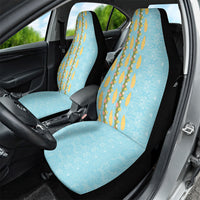 Hawaii Shell Tiare Anthurium Heliconia Lei Car Seat Cover With Tapa Pattern Baby Blue