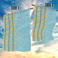 Hawaii Shell Tiare Anthurium Heliconia Lei Garden Flag With Tapa Pattern Baby Blue
