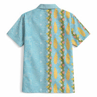Hawaii Shell Tiare Anthurium Heliconia Lei Hawaiian Shirt With Tapa Pattern Baby Blue LT05 - Polynesian Pride