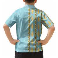Hawaii Shell Tiare Anthurium Heliconia Lei Hawaiian Shirt With Tapa Pattern Baby Blue LT05 - Polynesian Pride