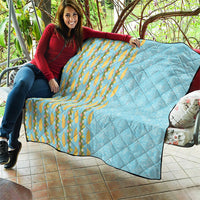 Hawaii Shell Tiare Anthurium Heliconia Lei Quilt With Tapa Pattern Baby Blue